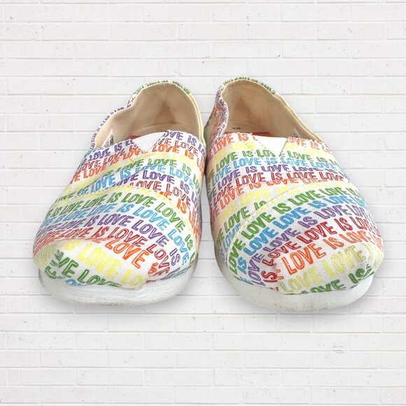 TOMS Alpargata Rainbow LOVE IS LOVE Slip-On Shoes Loafers Pride LGBTQ+ Womens 9 - Picture 4 of 7